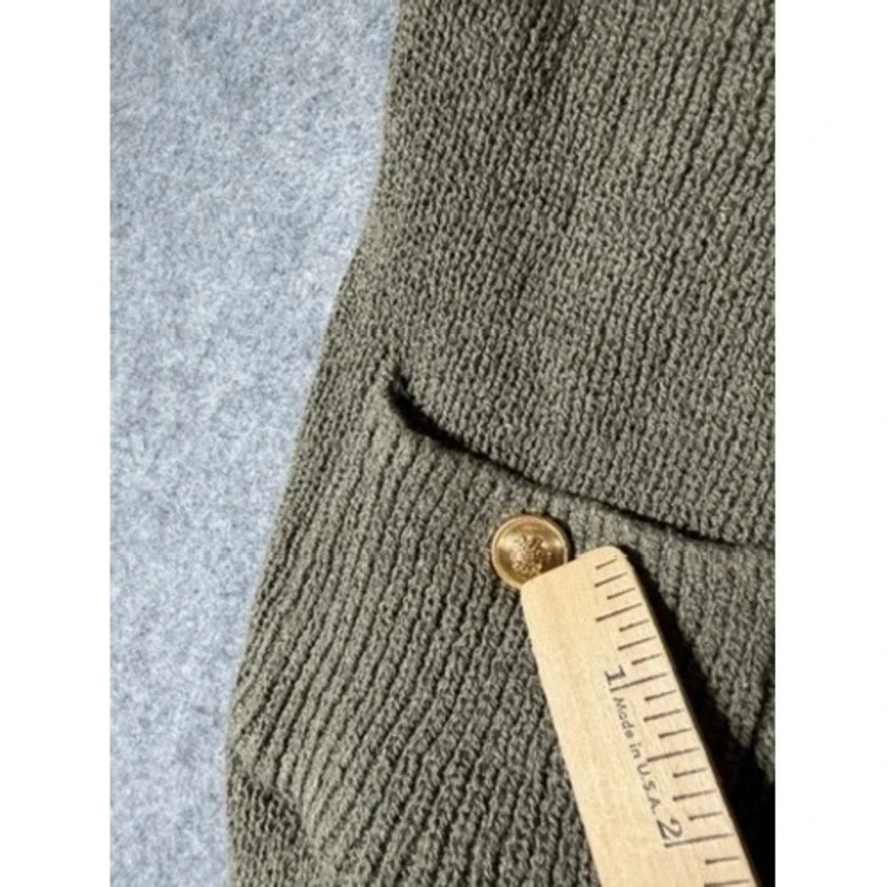 Song of Style Olive Green Knit Vest Gold Button Front Cardigan Sleeveless XS